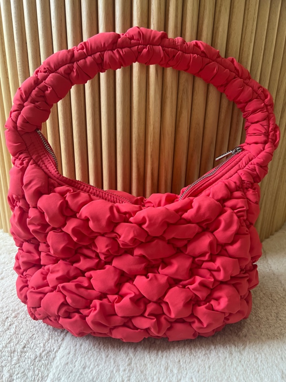 Babaton Red Ruched Shoulder Bag